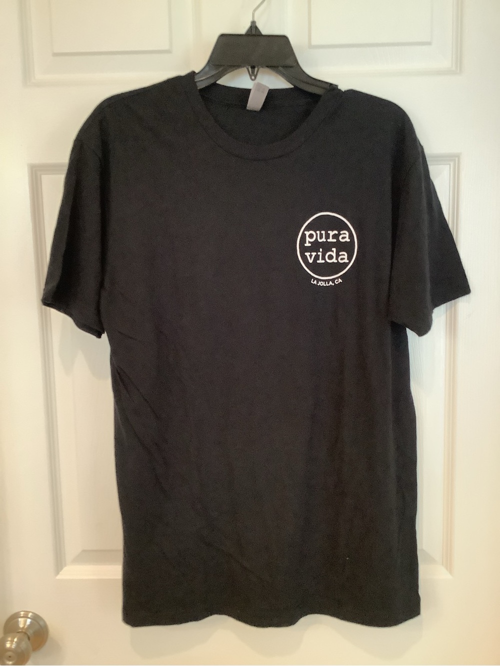 Next Level Apparel Black Short-Sleeve Tee with White Chest Logo
